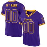 Personalized Purple Gold Mesh Authentic Throwback Football Jersey Team Custom Name and Number