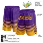Personalized Purple Gold Pinstripe Fade Fashion Authentic Basketball Shorts Team Custom Name and Number
