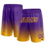 Personalized Purple Gold Pinstripe Fade Fashion Authentic Basketball Shorts Team Custom Name and Number