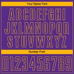 Personalized Purple Gold Pinstripe Fade Fashion Sublimation Soccer Uniform Jersey Team Custom Name and Number