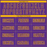 Personalized Purple Gold Pinstripe Fade Fashion Sublimation Soccer Uniform Jersey Team Custom Name and Number