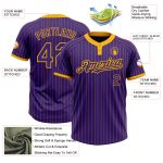 Personalized Purple Gold Pinstripe Gold Two-Button Unisex Softball Jersey Team Custom Name and Number