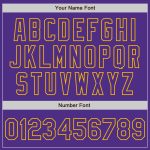 Personalized Purple Gold Pinstripe Gold Two-Button Unisex Softball Jersey Team Custom Name and Number