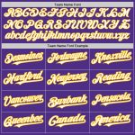 Personalized Purple Gold Pinstripe White Two-Button Unisex Softball Jersey Team Custom Name and Number