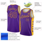 Personalized Purple Gold Side Panel Stars Authentic City Edition Basketball Jersey Team Custom Name and Number