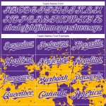 Personalized Purple Gold-White 3D Pattern Design Abstract Splash Grunge Art Authentic Baseball Jersey Team Custom Name and Number