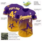 Personalized Purple Gold-White 3D Pattern Design Gradient Style Twinkle Star Authentic Baseball Jersey Team Custom Name and Number