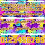 Personalized Purple Gold-White 3D Pattern Design Tropical Palm Leaves Authentic Basketball Shorts Team Custom Name and Number