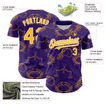 Personalized Purple Gold-White 3D Pattern Design Zodiac Authentic Baseball Jersey Team Custom Name and Number
