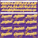 Personalized Purple Gold-White 3D Pattern Design Zodiac Authentic Baseball Jersey Team Custom Name and Number