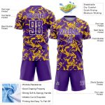 Personalized Purple Gold-White Abstract Fluid Sublimation Soccer Uniform Jersey Team Custom Name and Number