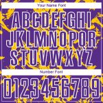 Personalized Purple Gold-White Abstract Fluid Sublimation Soccer Uniform Jersey Team Custom Name and Number