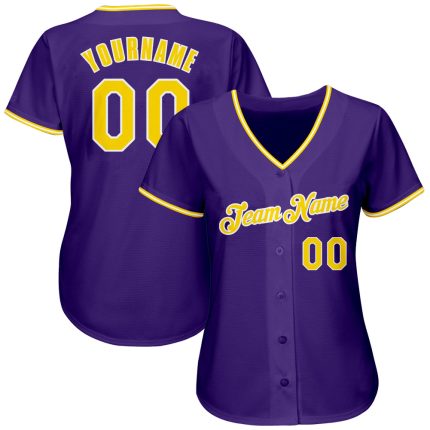 Personalized Purple Gold-White Authentic Baseball Jersey