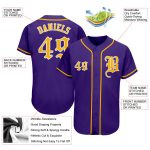 Personalized Purple Gold-White Authentic Baseball Jersey Team Custom Name and Number