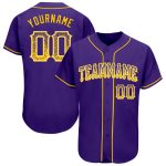 Personalized Purple Gold-White Authentic Drift Fashion Baseball Jersey Team Custom Name and Number