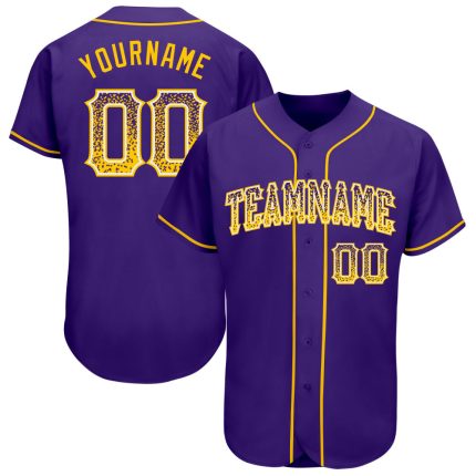 Personalized Purple Gold-White Authentic Drift Fashion Baseball Jersey Team Custom Name and Number