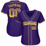Personalized Purple Gold-White Authentic Drift Fashion Baseball Jersey Team Custom Name and Number