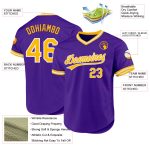 Personalized Purple Gold-White Authentic Throwback Baseball Jersey Team Custom Name and Number