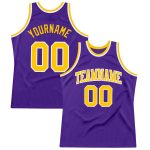 Personalized Purple Gold-White Authentic Throwback Basketball Jersey