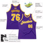 Personalized Purple Gold-White Authentic Throwback Basketball Jersey Team Custom Name and Number