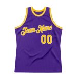 Personalized Purple Gold-White Authentic Throwback Basketball Jersey Team Custom Name and Number