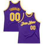 Personalized Purple Gold-White Authentic Throwback Basketball Jersey Team Custom Name and Number