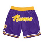 Personalized Purple Gold-White Authentic Throwback Basketball Shorts