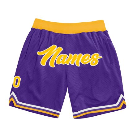 Personalized Purple Gold-White Authentic Throwback Basketball Shorts