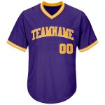 Personalized Purple Gold-White Authentic Throwback Rib-Knit Baseball Jersey Shirt Team Custom Name and Number