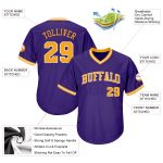 Personalized Purple Gold-White Authentic Throwback Rib-Knit Baseball Jersey Shirt Team Custom Name and Number