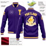 Personalized Purple Gold-White Bomber Full-Snap Varsity Letterman Jacket