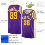 Personalized Purple Gold-White Geometric Shapes And Side Stripes Authentic City Edition Basketball Jersey Team Custom Name and Number