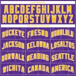 Personalized Purple Gold-White Geometric Shapes And Side Stripes Authentic City Edition Basketball Jersey Team Custom Name and Number