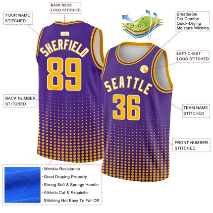 Personalized Purple Gold-White Halftone Authentic City Edition Basketball Jersey Team Custom Name and Number