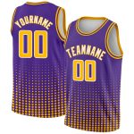 Personalized Purple Gold-White Halftone Authentic City Edition Basketball Jersey Team Custom Name and Number