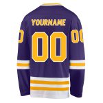 Personalized Purple Gold-White Hockey Jersey Team Custom Name and Number