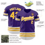 Personalized Purple Gold-White Line Authentic Baseball Jersey Team Custom Name and Number
