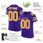Personalized Purple Gold-White Mesh Authentic Football Jersey