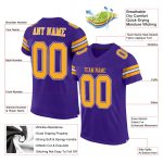Personalized Purple Gold-White Mesh Authentic Football Jersey Team Custom Name and Number