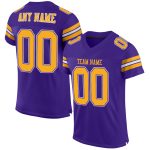 Personalized Purple Gold-White Mesh Authentic Football Jersey Team Custom Name and Number