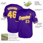 Personalized Purple Gold-White Mesh Authentic Throwback Baseball Jersey Team Custom Name and Number