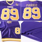 Personalized Purple Gold-White Mesh Authentic Throwback Football Jersey Team Custom Name and Number