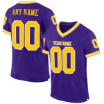 Personalized Purple Gold-White Mesh Authentic Throwback Football Jersey Team Custom Name and Number