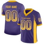 Personalized Purple Gold-White Mesh Drift Fashion Football Jersey Team Custom Name and Number
