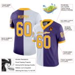 Personalized Purple Gold-White Mesh Split Fashion Football Jersey Team Custom Name and Number
