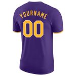 Personalized Purple Gold-White Performance T-Shirt Team Custom Name and Number