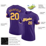 Personalized Purple Gold-White Performance T-Shirt Team Custom Name and Number
