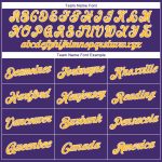 Personalized Purple Gold-White Performance T-Shirt Team Custom Name and Number
