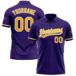 Personalized Purple Gold-White Performance Vapor Golf Polo Shirt Team Custom Name and Number