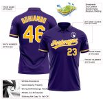 Personalized Purple Gold-White Performance Vapor Golf Polo Shirt Team Custom Name and Number